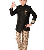 Black plain polyester boys-indo-western-dress