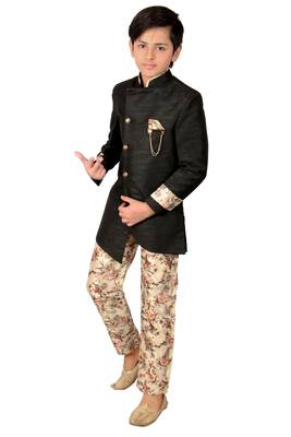Black plain polyester boys-indo-western-dress 2