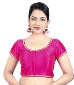 Pink Dupion Silk Princess Cut Padded Short Sleeves Readymade Saree Blouse