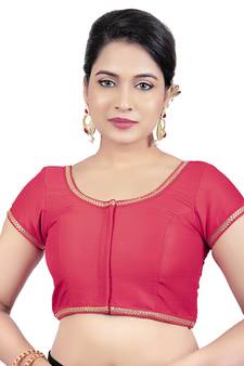 Red Dupion Silk Princess Cut Padded Short Sleeves Readymade Saree Blouse