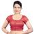Brocade Maroon Princess Cut Padded Short Sleeves Readymade Saree Blouse