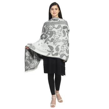 Dull Green Viscose Rayon Woven Design Abstract Botanical Shawl 4