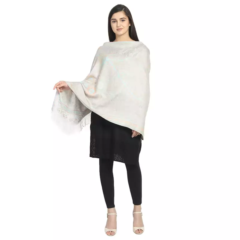 Pastel Multi Viscose Rayon Woven Design Floral Shawl