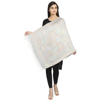 Pastel Multi Viscose Rayon Woven Design Floral Shawl 2