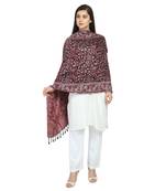 Black Wine & Multicolor Viscose Rayon Woven Design Floral Paisley Shawl