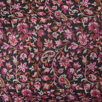 Black Wine & Multicolor Viscose Rayon Woven Design Floral Paisley Shawl 4