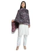 Black Navy & Multicolor Viscose Rayon Woven Design Floral Paisley Shawl