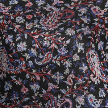 Black Navy & Multicolor Viscose Rayon Woven Design Floral Paisley Shawl 4