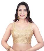 Womens Brocade Gold Zari Work Paghetti Strap Readymade Saree Blouse
