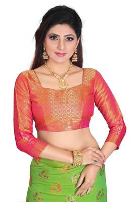 Green Black Woven Banarasi Silk Saree With Blouse 4