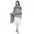 Black & White Viscose Rayon Woven Design Floral Paisley Reversible Shawl