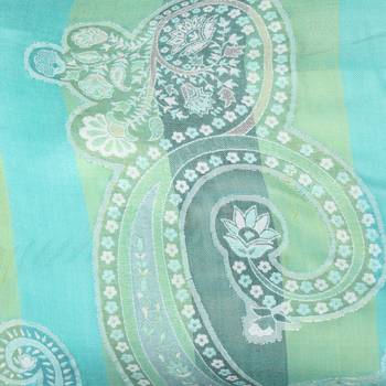 Multicolor & Green Viscose Rayon Woven Design Floral Paisley Shawl 4