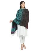 Black & Multicolor Viscose Rayon Woven Design Geometric Animal Print Reversible Shawl