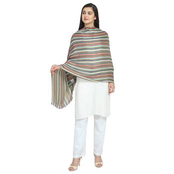 Multicolor Viscose Rayon Woven Design Striped Stole Scarf 1