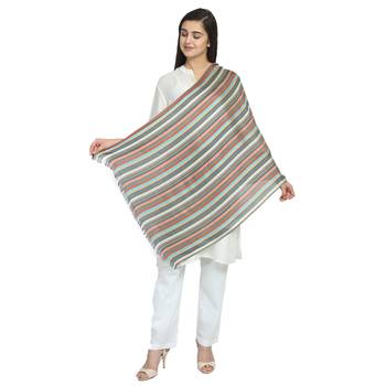 Multicolor Viscose Rayon Woven Design Striped Stole Scarf 2