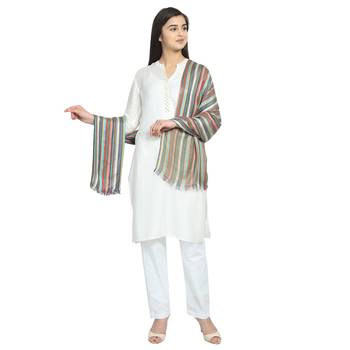 Multicolor Viscose Rayon Woven Design Striped Stole Scarf 3