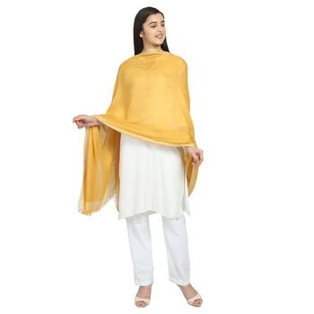 Mustard Viscose Rayon Solid Stole 1
