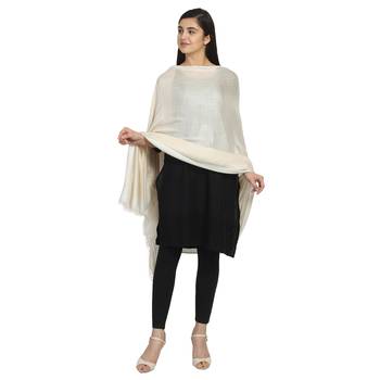Ivory Viscose Rayon Solid Stole 1