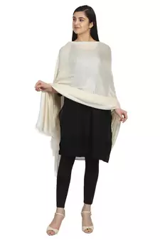 Ivory Viscose Rayon Solid Stole