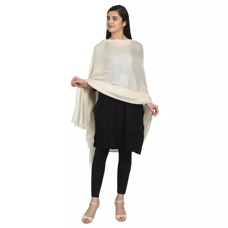 Ivory Viscose Rayon Solid Stole