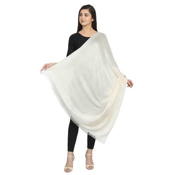 Ivory Viscose Rayon Solid Stole 2