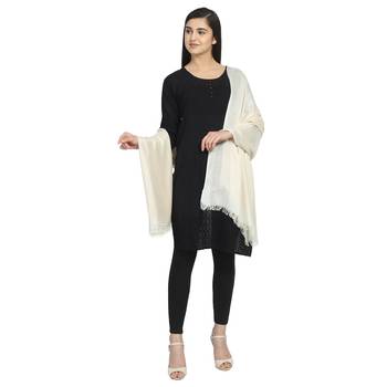 Ivory Viscose Rayon Solid Stole 3