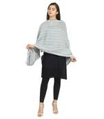 White & Black Viscose Rayon Woven Design Striped Stole