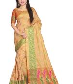 Yellow Woven Banarasi Silk Saree With Blouse