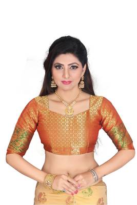 Yellow Woven Banarasi Silk Saree With Blouse 4