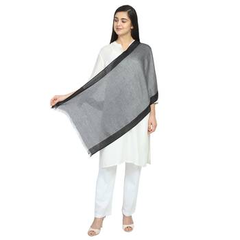 Black & Grey Viscose Rayon Woven Design Stole 2