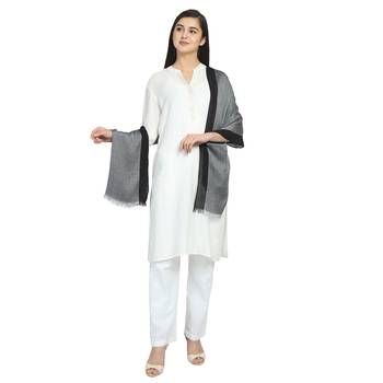 Black & Grey Viscose Rayon Woven Design Stole 3