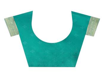 Teal Green Woven Banarasi Silk Saree With Blouse 4