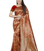 Red Woven Banarasi Silk Saree With Blouse