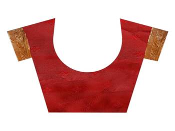 Red Woven Banarasi Silk Saree With Blouse 4