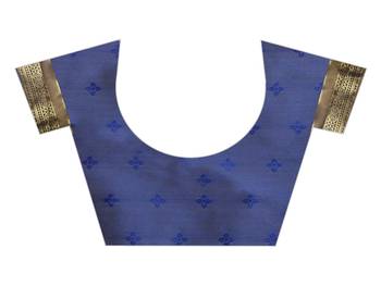 Navy Blue Woven Banarasi Silk Saree With Blouse 4