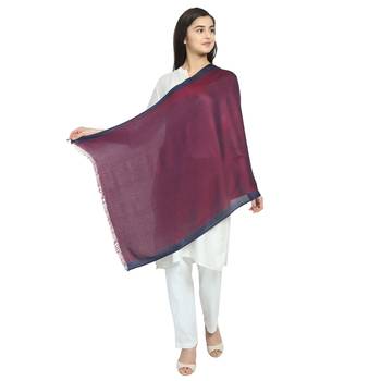 Red & Navy Viscose Rayon Woven Design Chevron Stole 2