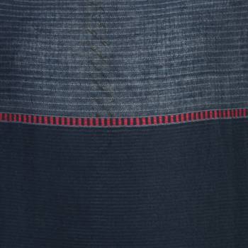 Navy Viscose Rayon Woven Design Striped Stole 4