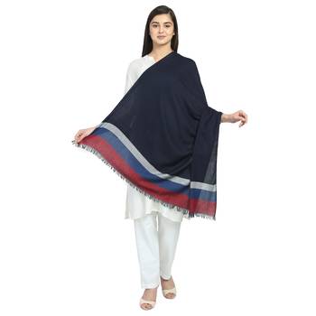 Navy Viscose Rayon Striped Stole 2