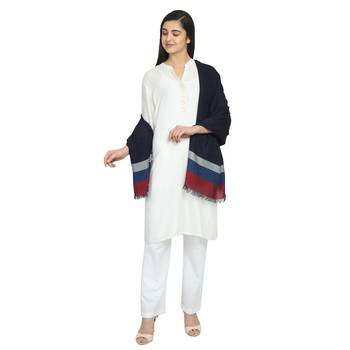 Navy Viscose Rayon Striped Stole 3