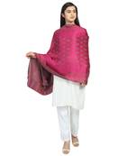 Fuschia Modal Woven Design Floral Paisley Shawl