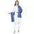 Royal Blue & Multicolor Modal Woven Design Geometric Striped Shawl