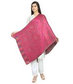Fuschia Modal Woven Design Floral Shawl
