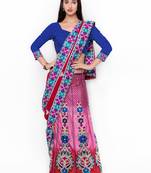 Maroon Embroidered Net Saree With Blouse