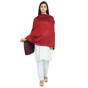 Red Modal Solid Reversible Shawl 1