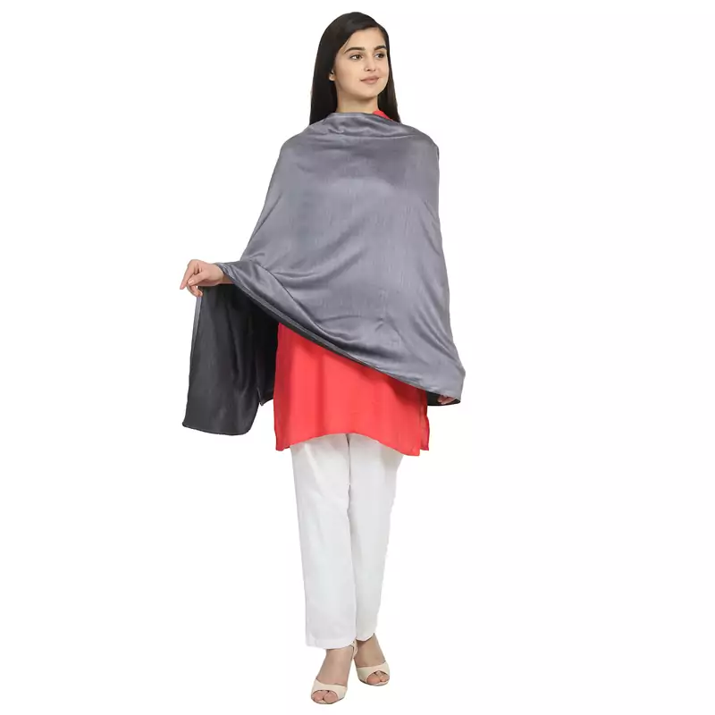 Silver Modal Solid Reversible Shawl