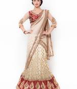 Orange Embroidered Net Saree With Blouse