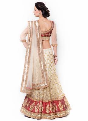 Orange Embroidered Net Saree With Blouse 3