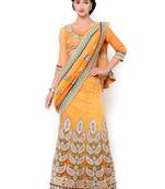 Yellow Embroidered Net Saree With Blouse