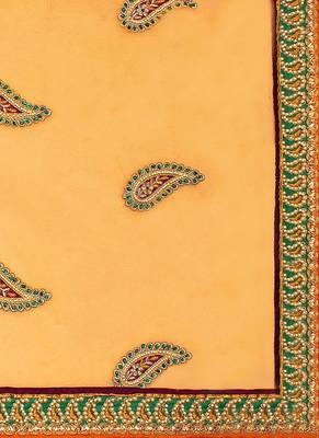 Yellow Embroidered Net Saree With Blouse 4