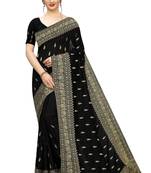 Black Embroidered Silk Saree With Blouse